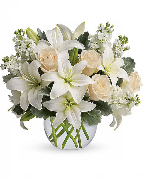 White Bowl Lllies and Roses